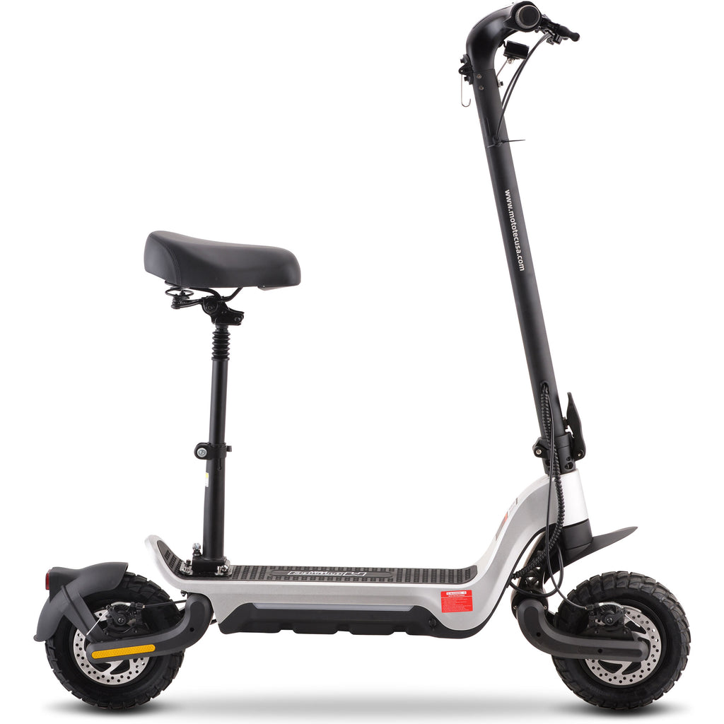 MotoTec Fury 48V 1000W Electric Scooter - Silver detail