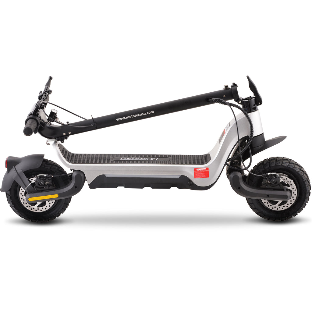 MotoTec Fury 48V 1000W Electric Scooter - Silver detail