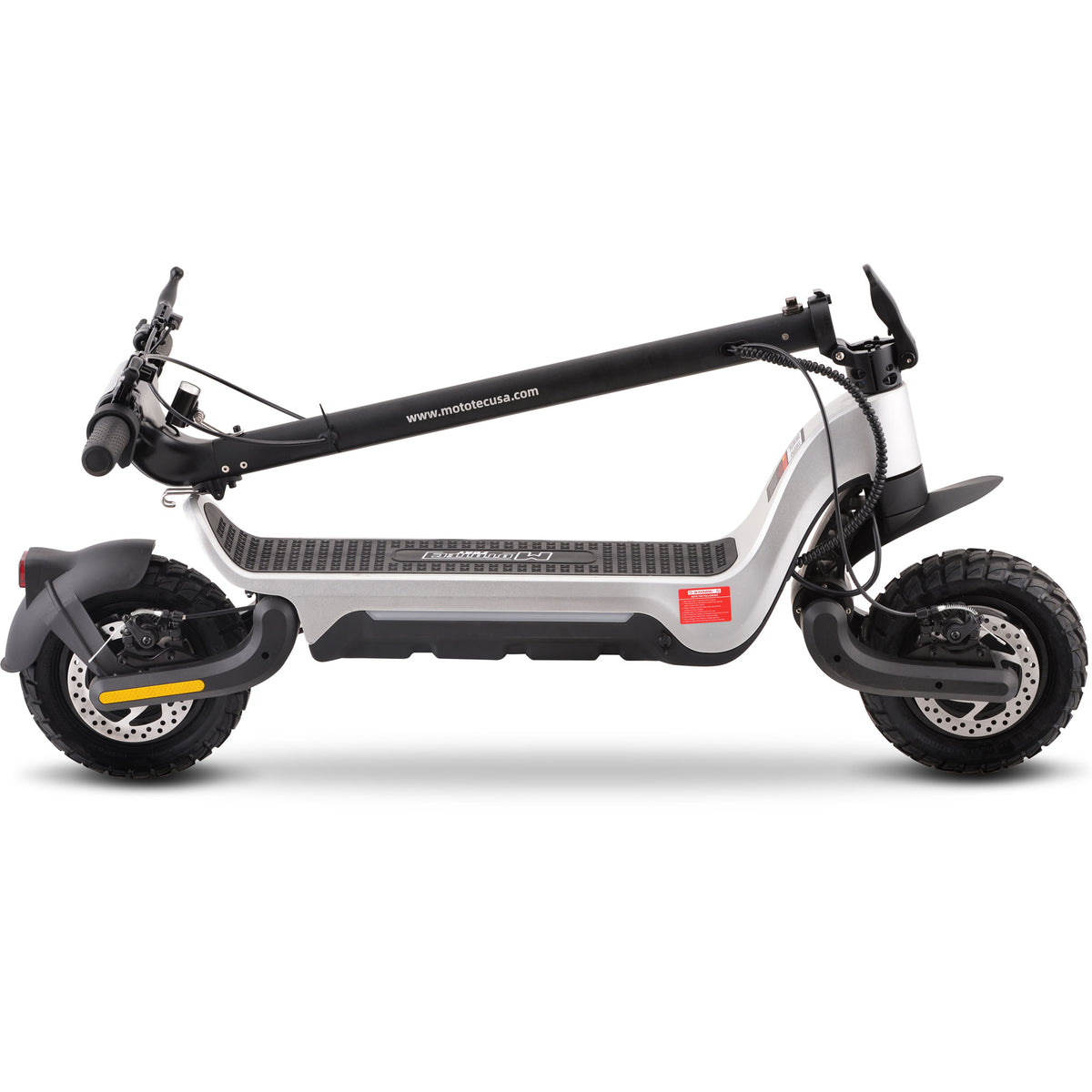MotoTec Fury 48V 1000W Electric Scooter - Silver detail